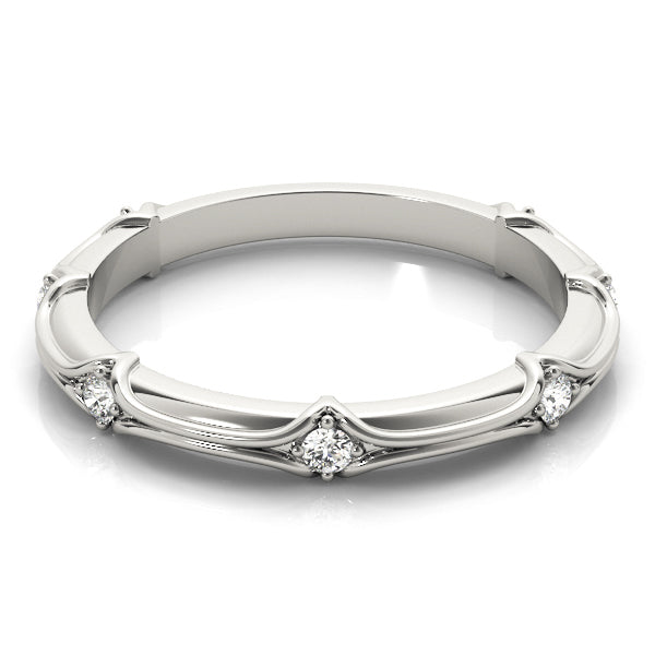 Stackable Accented Filigree Half Eternity Ring in Gold & Platinum