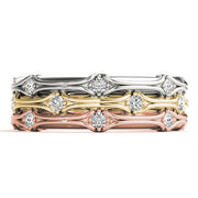 Stackable Accented Filigree Half Eternity Ring in Gold & Platinum