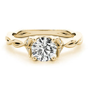Regal With Twisted Shank Round Diamond Engagement Ring in 10K/14K gold and platinum with certified lab-grown or natural diamonds