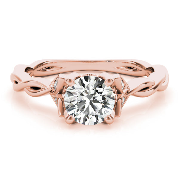 Regal With Twisted Shank Round Diamond Engagement Ring in 10K/14K gold and platinum with certified lab-grown or natural diamonds