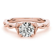 Regal With Twisted Shank Round Diamond Engagement Ring in 10K/14K gold and platinum with certified lab-grown or natural diamonds