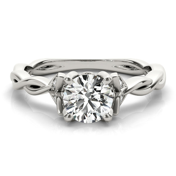 Regal With Twisted Shank Round Diamond Engagement Ring in 10K/14K gold and platinum with certified lab-grown or natural diamonds