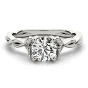 Regal With Twisted Shank Round Diamond Engagement Ring in 10K/14K gold and platinum with certified lab-grown or natural diamonds