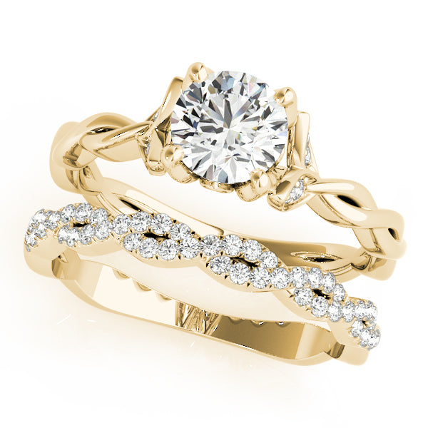 Regal With Twisted Shank Round Diamond Engagement Ring in 10K/14K gold and platinum with certified lab-grown or natural diamonds