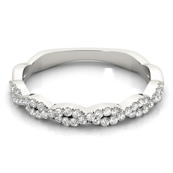 Twisting Diamond Half Eternity Ring in Gold & Platinum