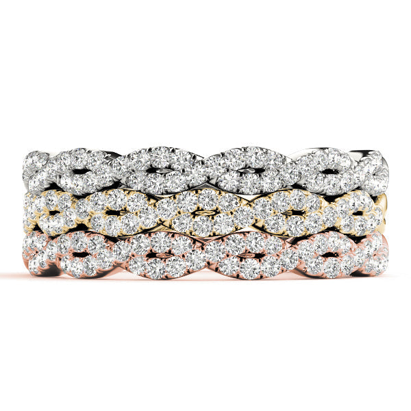 Twisting Diamond Half Eternity Ring in Gold & Platinum