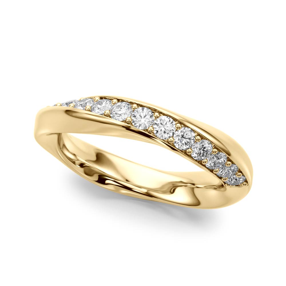 Twisted Prong in Channel Half Eternity Ring in Gold & Platinum