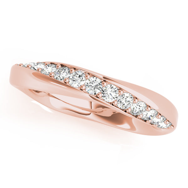 Twisted Prong in Channel Half Eternity Ring in Gold & Platinum