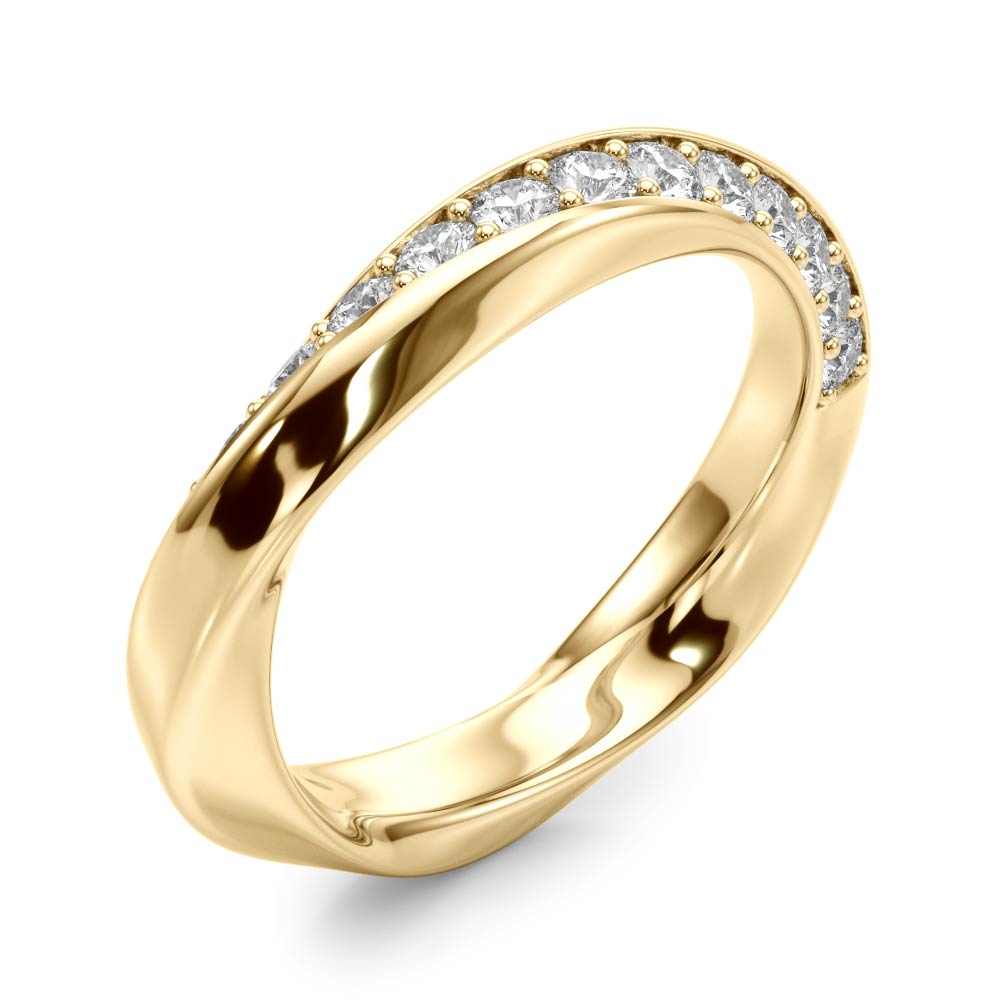 Twisted Prong in Channel Half Eternity Ring in Gold & Platinum