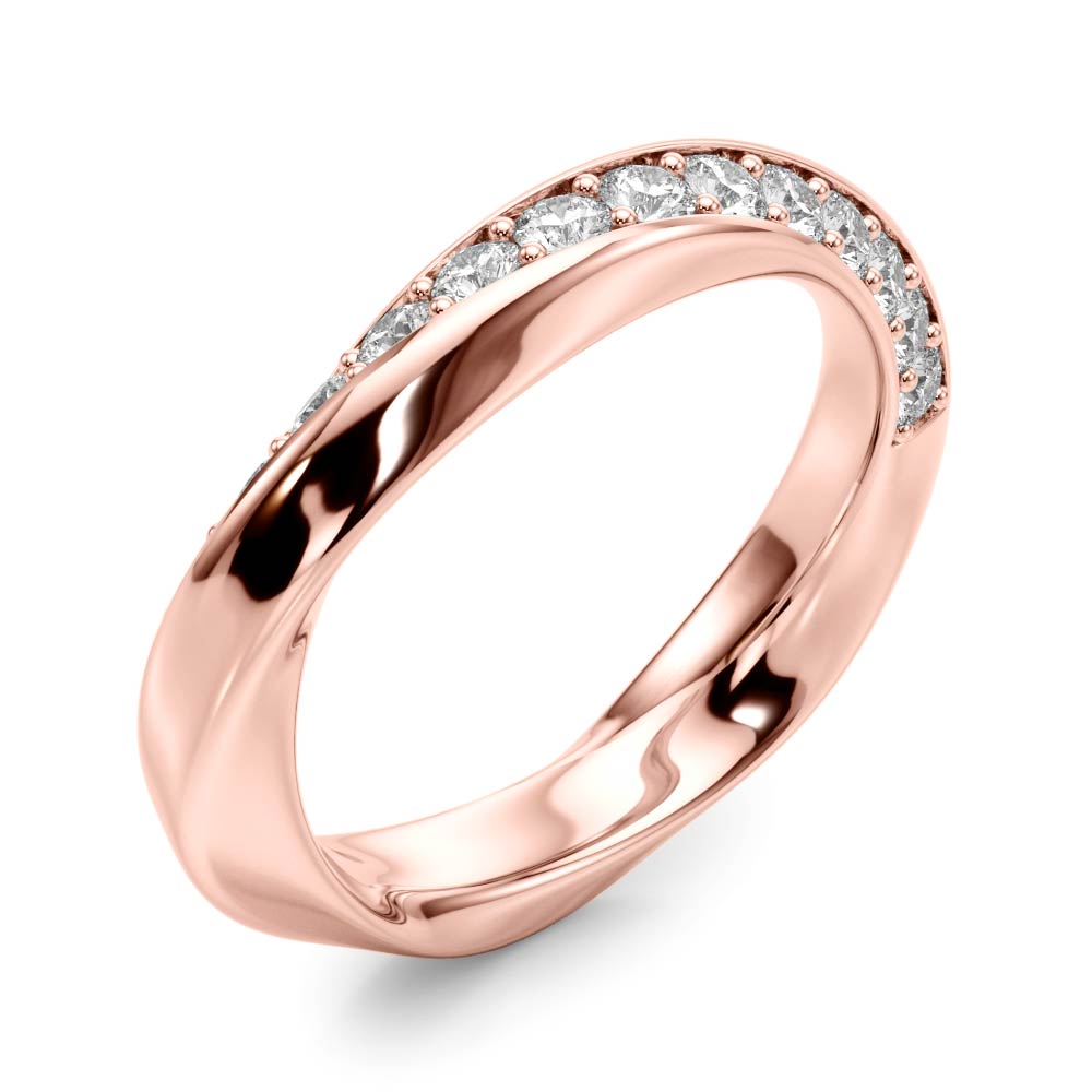 Twisted Prong in Channel Half Eternity Ring in Gold & Platinum