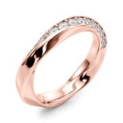 Twisted Prong in Channel Half Eternity Ring in Gold & Platinum