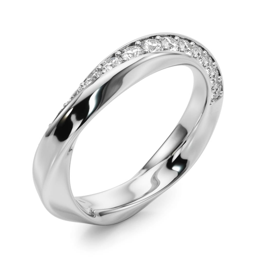 Twisted Prong in Channel Half Eternity Ring in Gold & Platinum