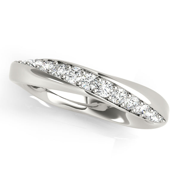 Twisted Prong in Channel Half Eternity Ring in Gold & Platinum