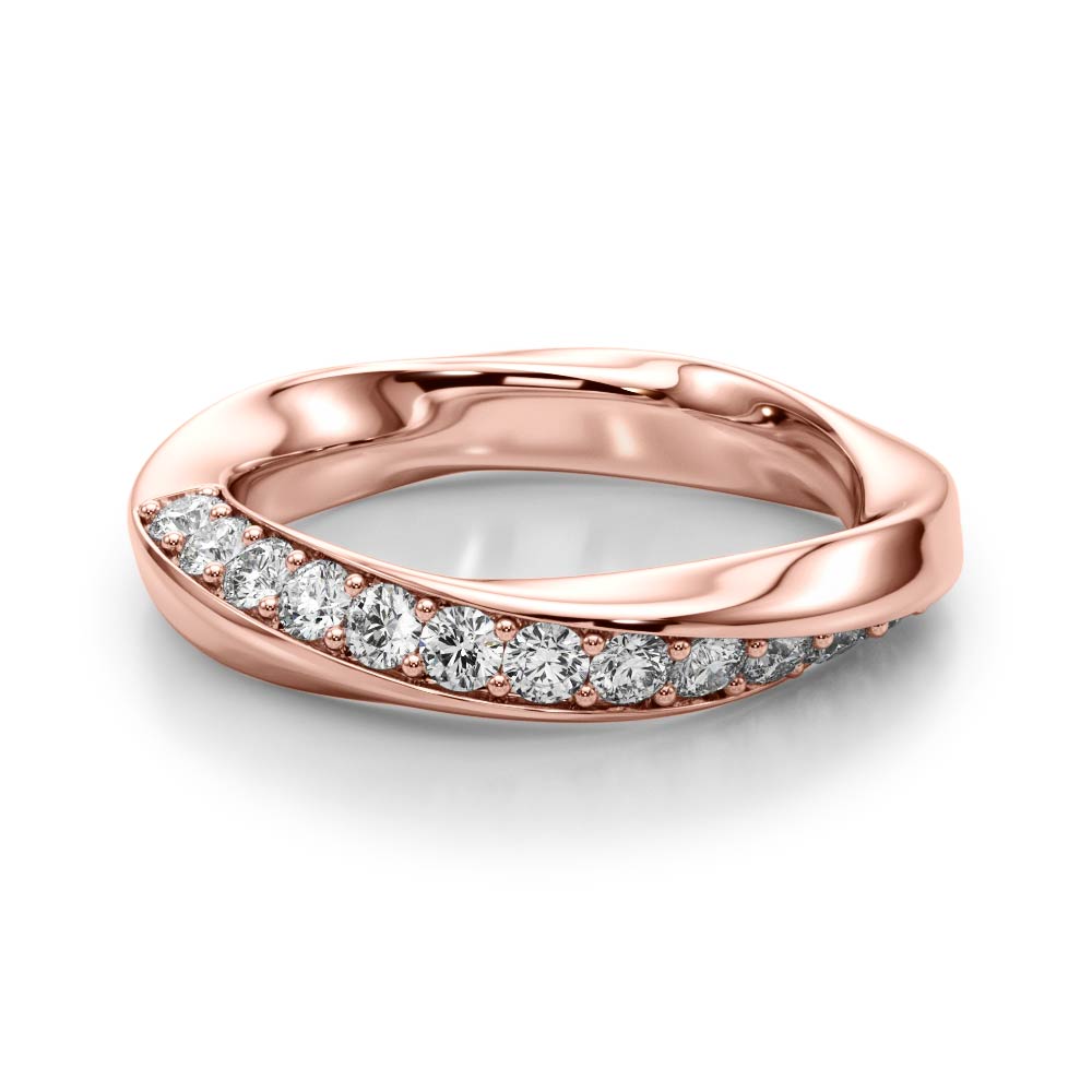 Twisted Prong in Channel Half Eternity Ring in Gold & Platinum