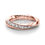 Twisted Prong in Channel Half Eternity Ring in Gold & Platinum