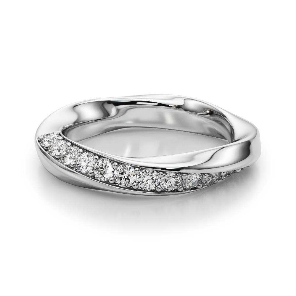 Twisted Prong in Channel Half Eternity Ring in Gold & Platinum