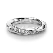 Twisted Prong in Channel Half Eternity Ring in Gold & Platinum