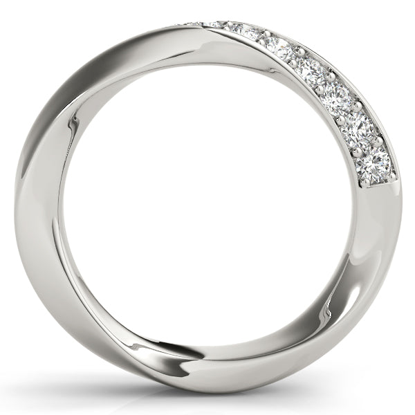 Twisted Prong in Channel Half Eternity Ring in Gold & Platinum
