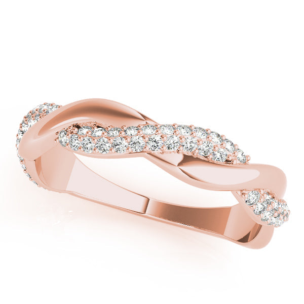 Double Row PavÃ£Â© Twisted Shank Half Eternity Ring in Gold & Platinum
