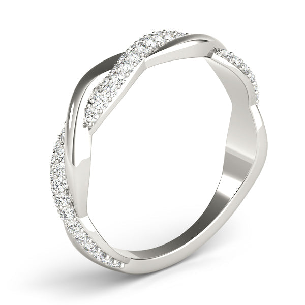 Double Row PavÃ£Â© Twisted Shank Half Eternity Ring in Gold & Platinum