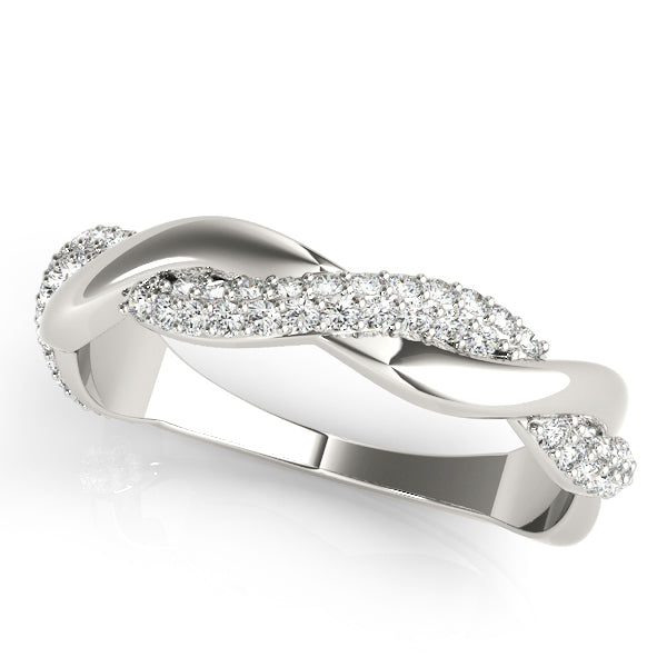 Double Row PavÃ£Â© Twisted Shank Half Eternity Ring in Gold & Platinum