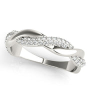 Double Row PavÃ£Â© Twisted Shank Half Eternity Ring in Gold & Platinum