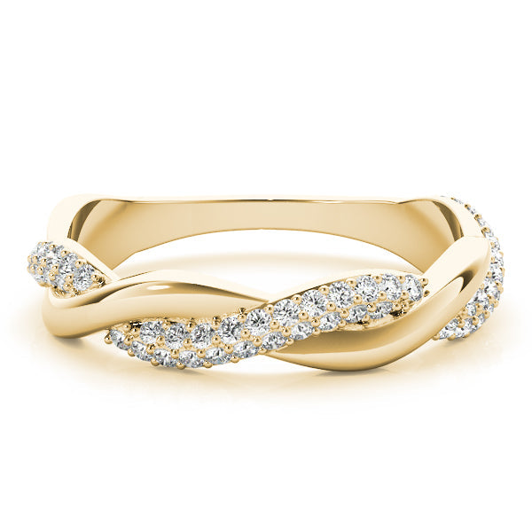 Double Row PavÃ£Â© Twisted Shank Half Eternity Ring in Gold & Platinum