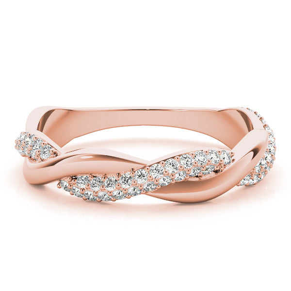 Double Row PavÃ£Â© Twisted Shank Half Eternity Ring in Gold & Platinum