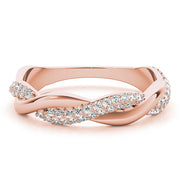 Double Row PavÃ£Â© Twisted Shank Half Eternity Ring in Gold & Platinum
