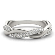 Double Row PavÃ£Â© Twisted Shank Half Eternity Ring in Gold & Platinum