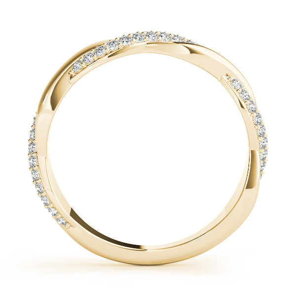 Double Row PavÃ£Â© Twisted Shank Half Eternity Ring in Gold & Platinum