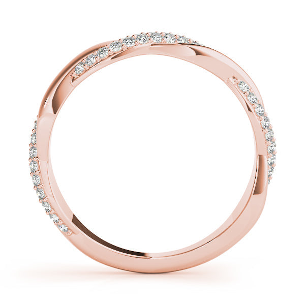 Double Row PavÃ£Â© Twisted Shank Half Eternity Ring in Gold & Platinum
