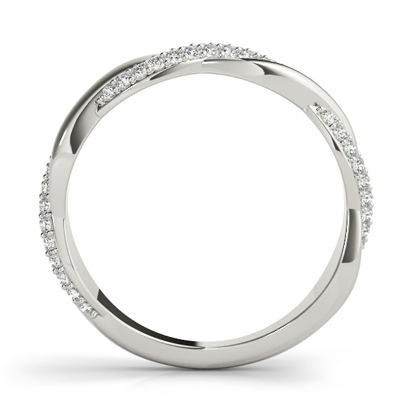 Double Row PavÃ£Â© Twisted Shank Half Eternity Ring in Gold & Platinum