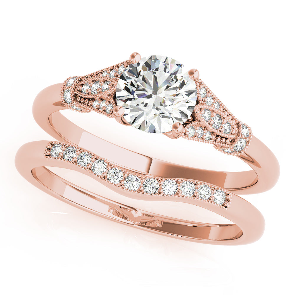 Couture / Color Ring Round Diamond Engagement Ring in 10K/14K gold and platinum with certified lab-grown or natural diamonds