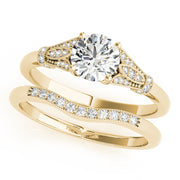 Couture / Color Ring Round Diamond Engagement Ring in 10K/14K gold and platinum with certified lab-grown or natural diamonds