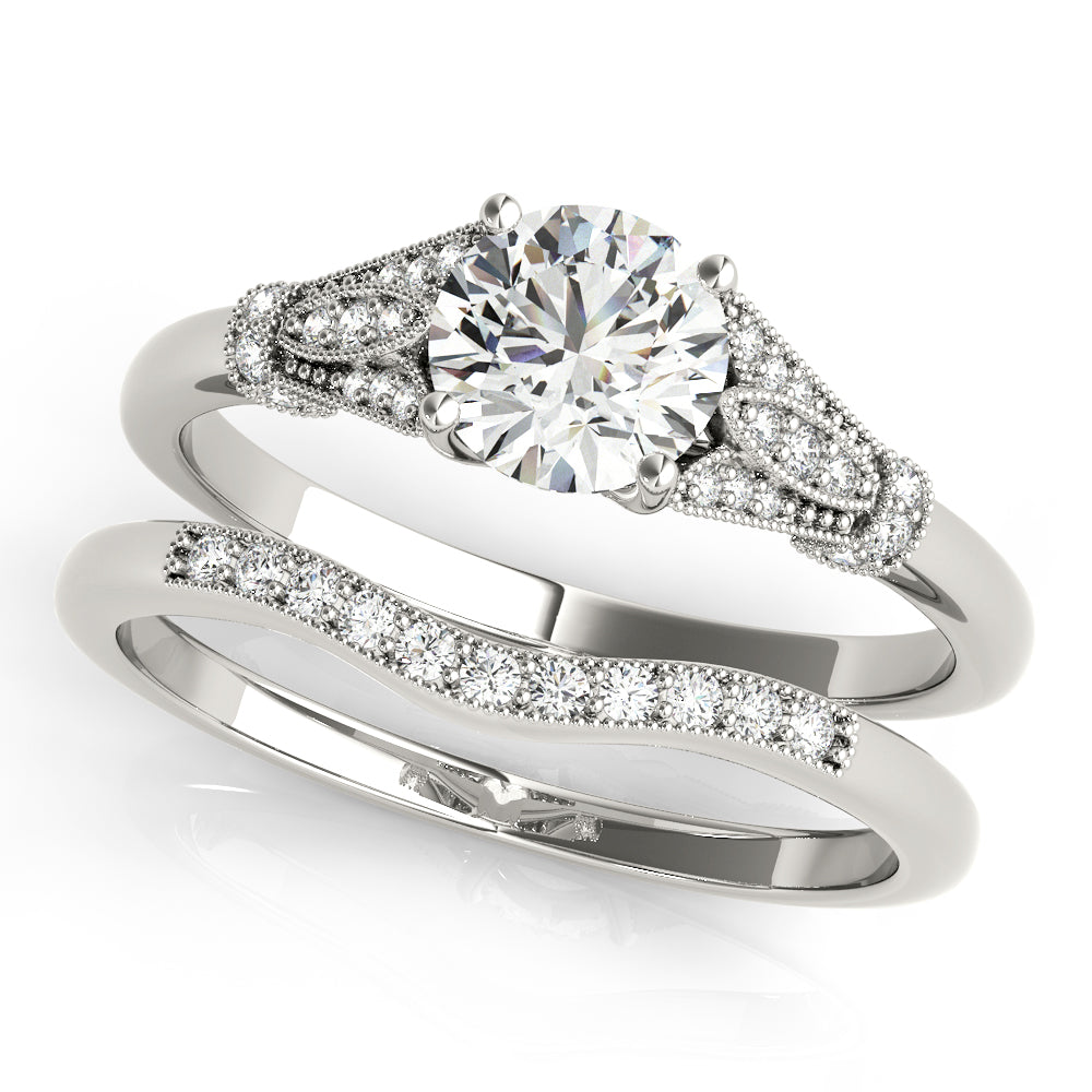 Couture / Color Ring Round Diamond Engagement Ring in 10K/14K gold and platinum with certified lab-grown or natural diamonds