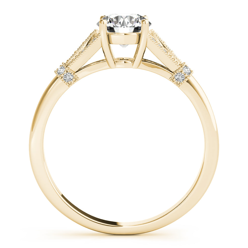 Couture / Color Ring Round Diamond Engagement Ring in 10K/14K gold and platinum with certified lab-grown or natural diamonds