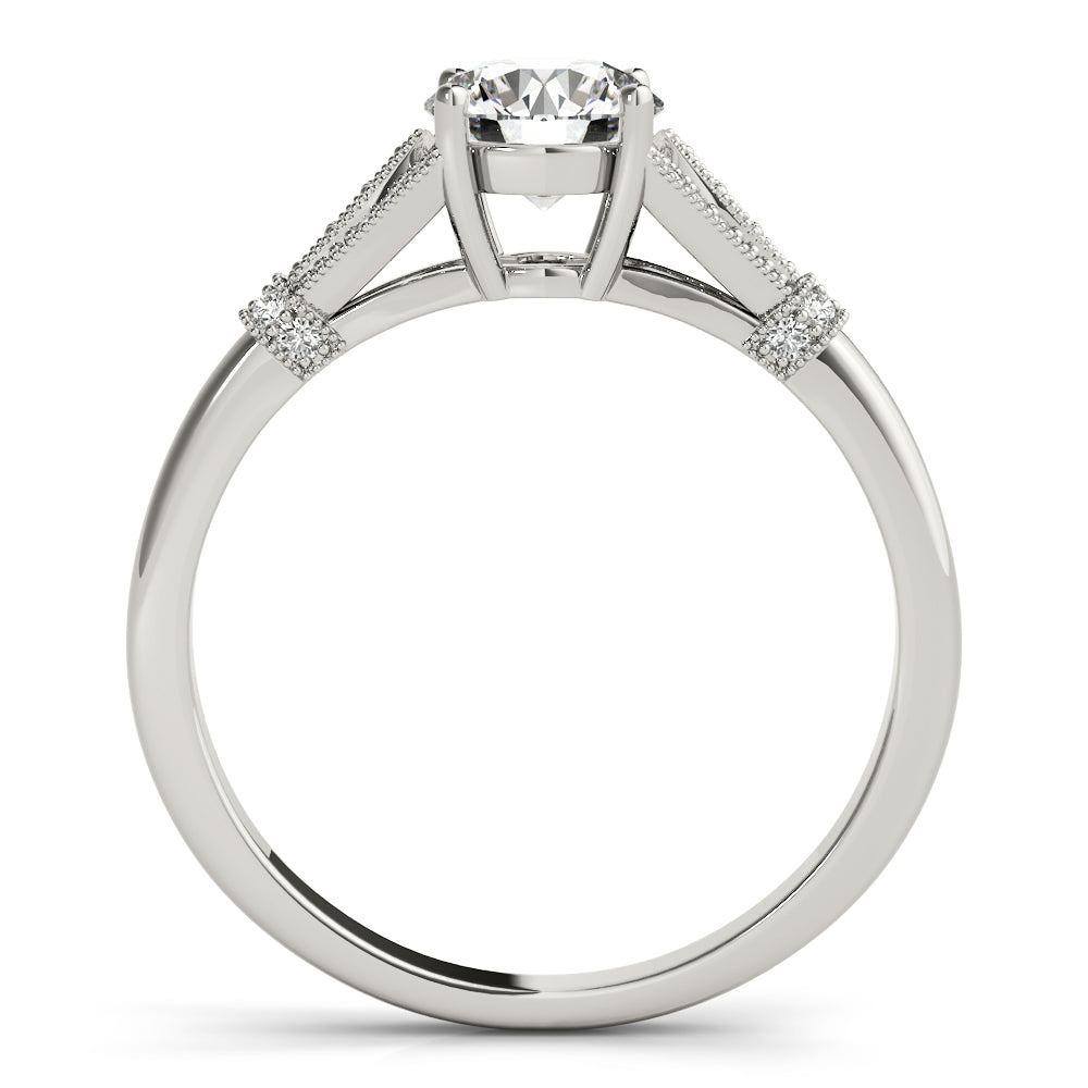 Couture / Color Ring Round Diamond Engagement Ring in 10K/14K gold and platinum with certified lab-grown or natural diamonds