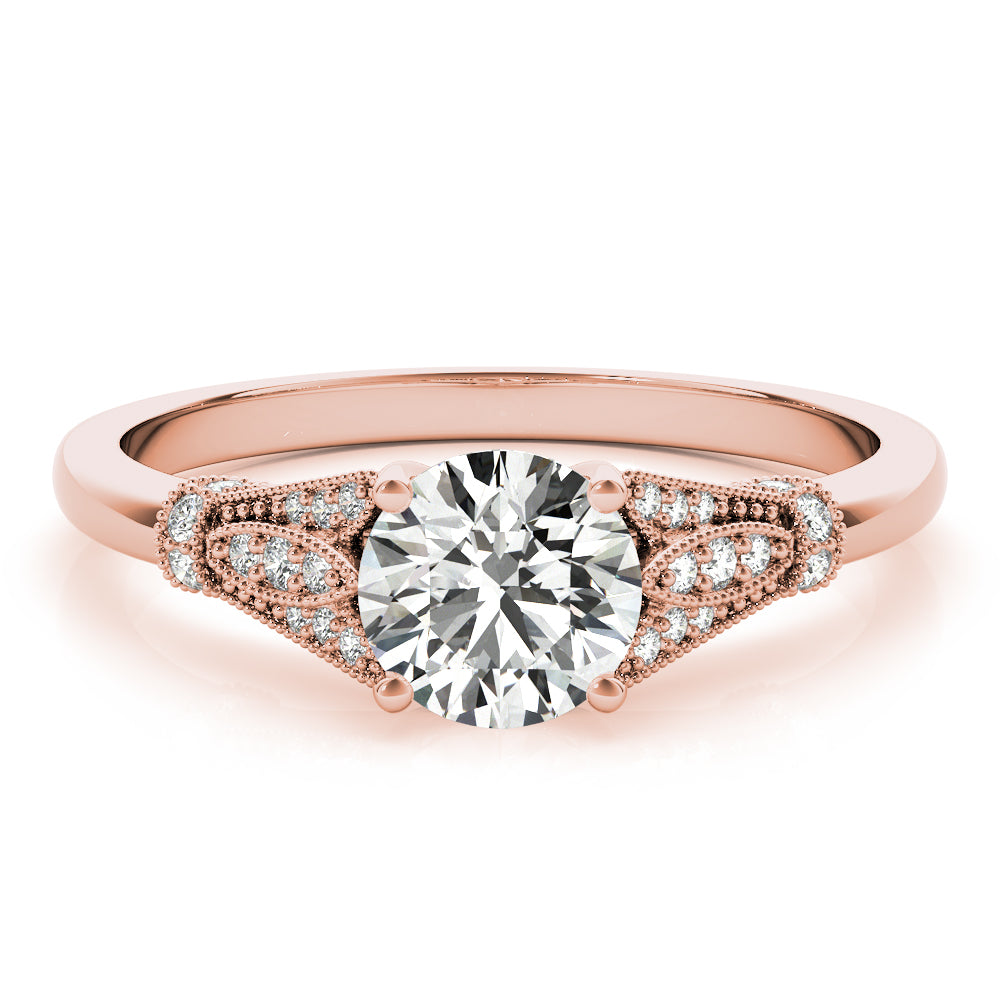 Couture / Color Ring Round Diamond Engagement Ring in 10K/14K gold and platinum with certified lab-grown or natural diamonds