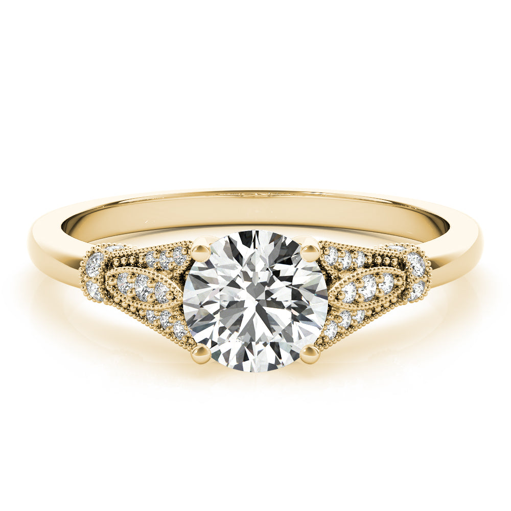 Couture / Color Ring Round Diamond Engagement Ring in 10K/14K gold and platinum with certified lab-grown or natural diamonds