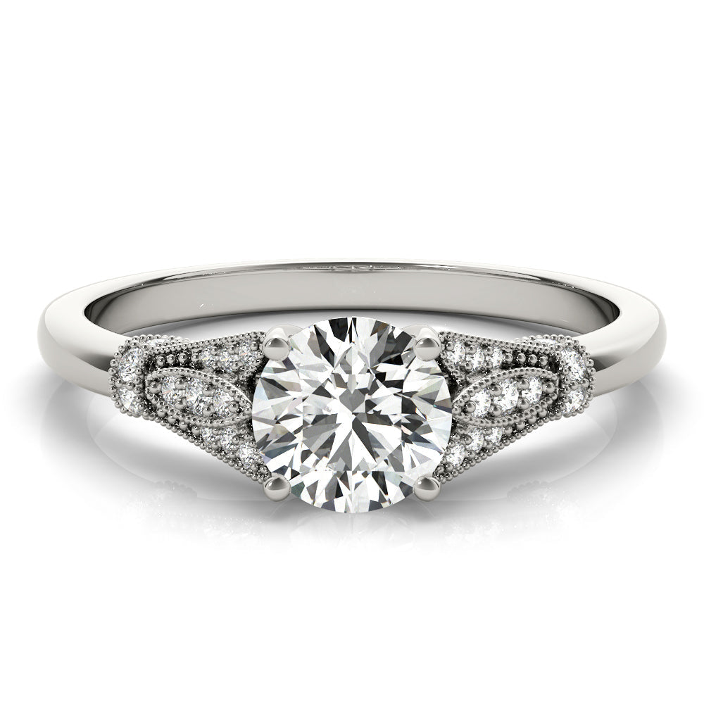 Couture / Color Ring Round Diamond Engagement Ring in 10K/14K gold and platinum with certified lab-grown or natural diamonds