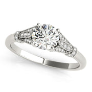 Couture / Color Ring Round Diamond Engagement Ring in 10K/14K gold and platinum with certified lab-grown or natural diamonds