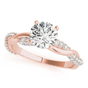 Romantic Twisted Engagement Ring Round Diamond Engagement Ring in 10K/14K gold and platinum with certified lab-grown or natural diamonds