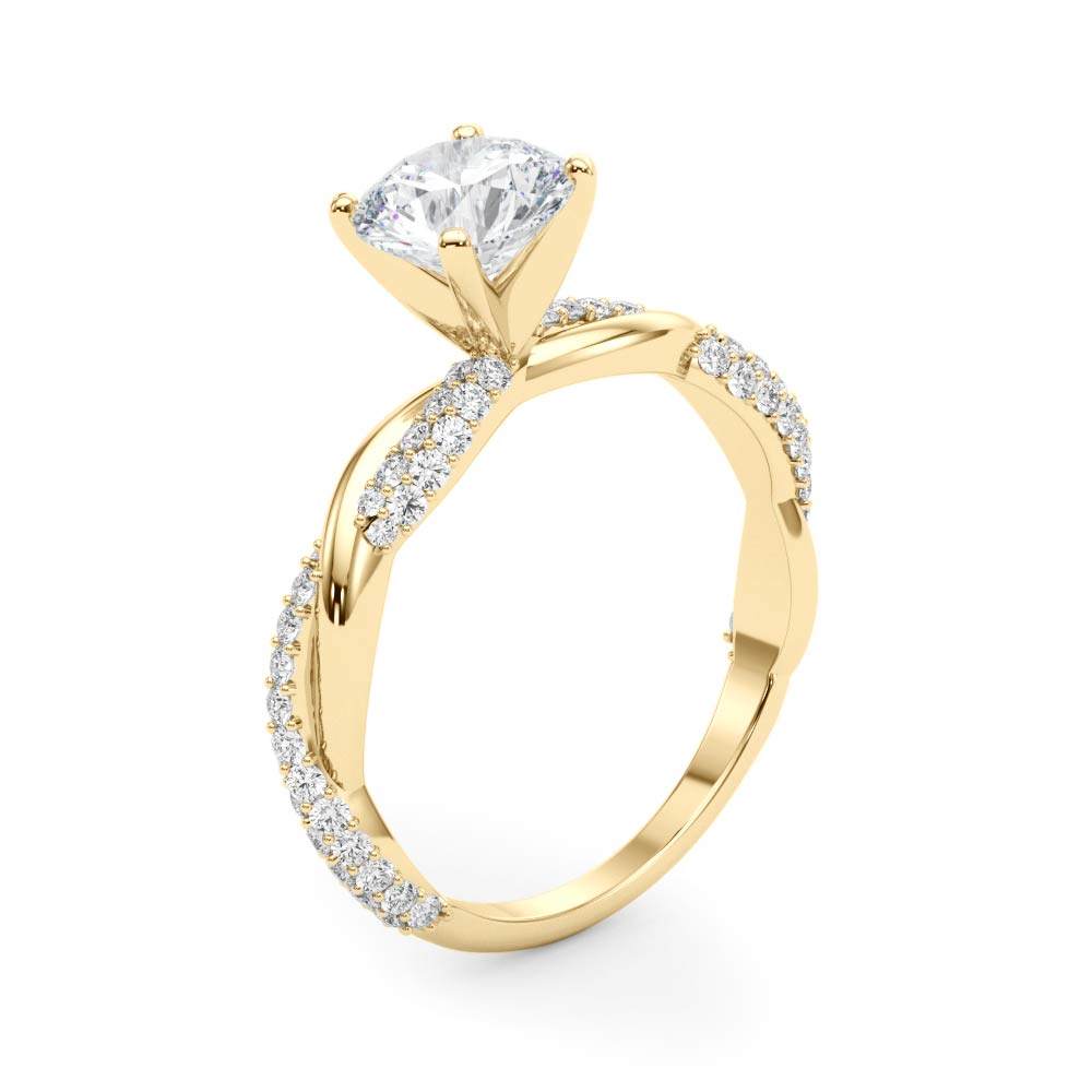 Romantic Twisted Engagement Ring Round Diamond Engagement Ring in 10K/14K gold and platinum with certified lab-grown or natural diamonds