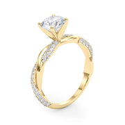 Romantic Twisted Engagement Ring Round Diamond Engagement Ring in 10K/14K gold and platinum with certified lab-grown or natural diamonds