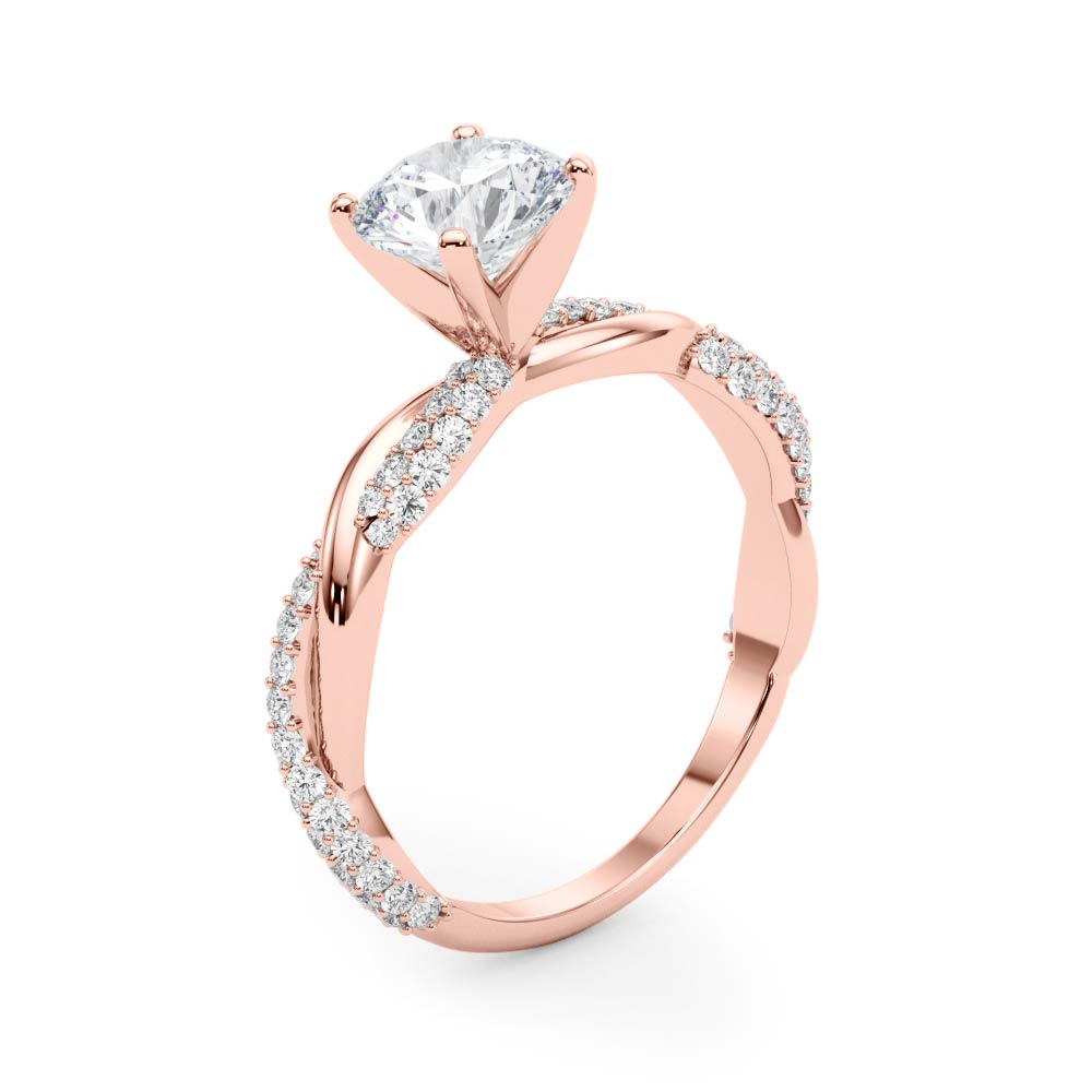 Romantic Twisted Engagement Ring Round Diamond Engagement Ring in 10K/14K gold and platinum with certified lab-grown or natural diamonds