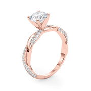 Romantic Twisted Engagement Ring Round Diamond Engagement Ring in 10K/14K gold and platinum with certified lab-grown or natural diamonds