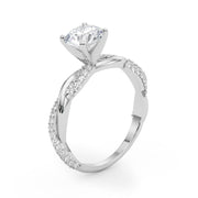 Romantic Twisted Engagement Ring Round Diamond Engagement Ring in 10K/14K gold and platinum with certified lab-grown or natural diamonds