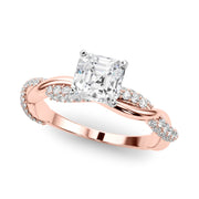 Romantic Twisted Engagement Ring Round Diamond Engagement Ring in 10K/14K gold and platinum with certified lab-grown or natural diamonds