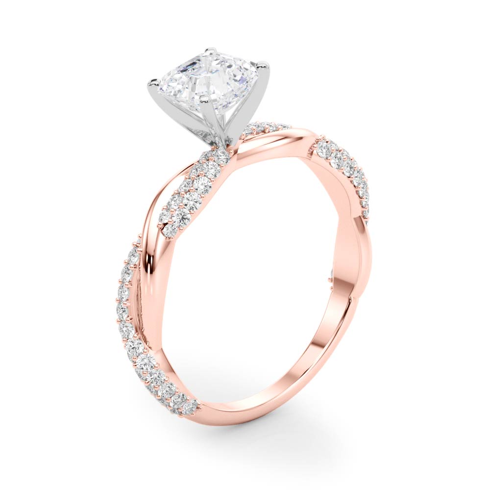 Romantic Twisted Engagement Ring Round Diamond Engagement Ring in 10K/14K gold and platinum with certified lab-grown or natural diamonds